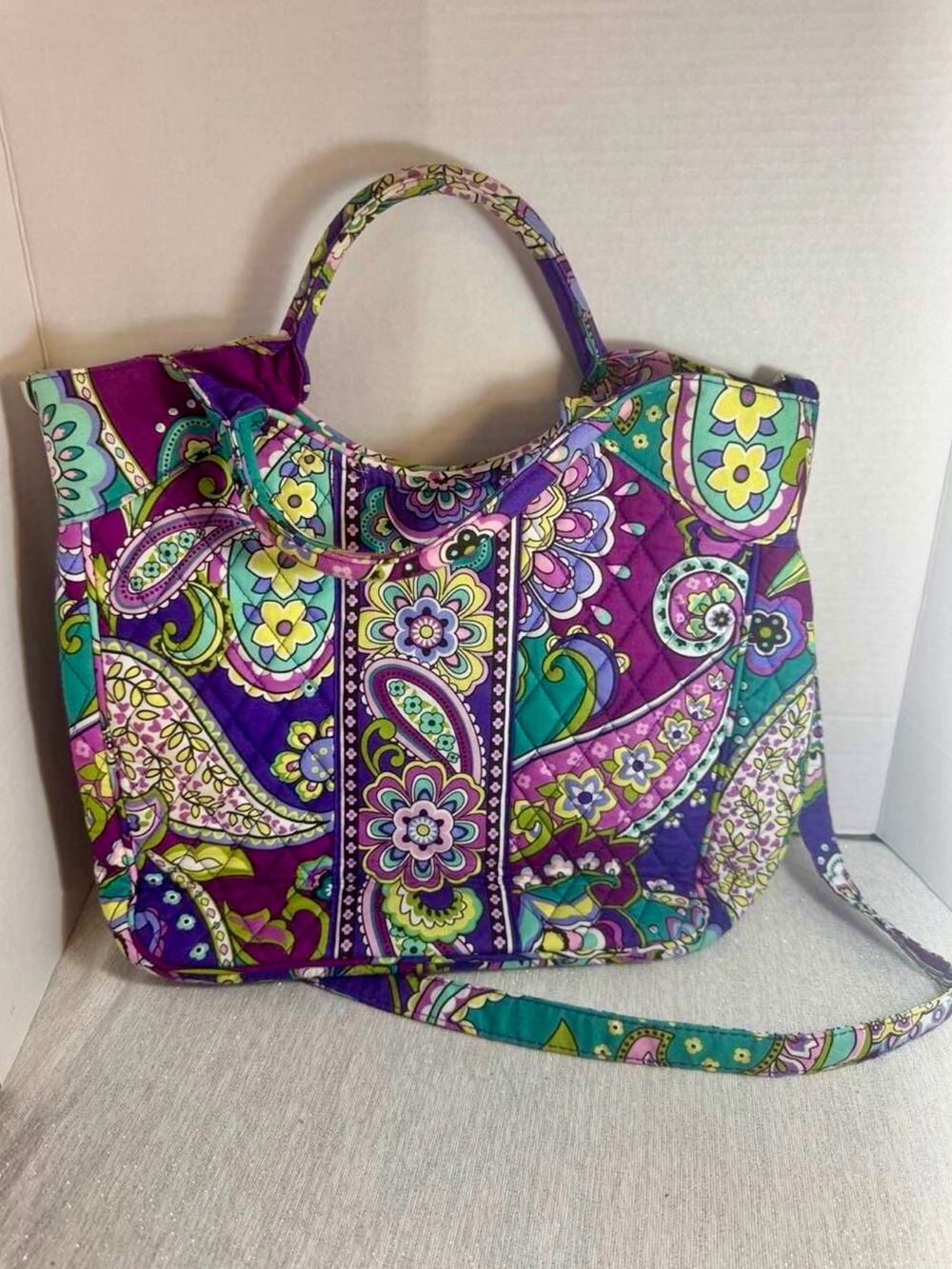 Vera Bradley Purple Floral Paisley Quilted Tote